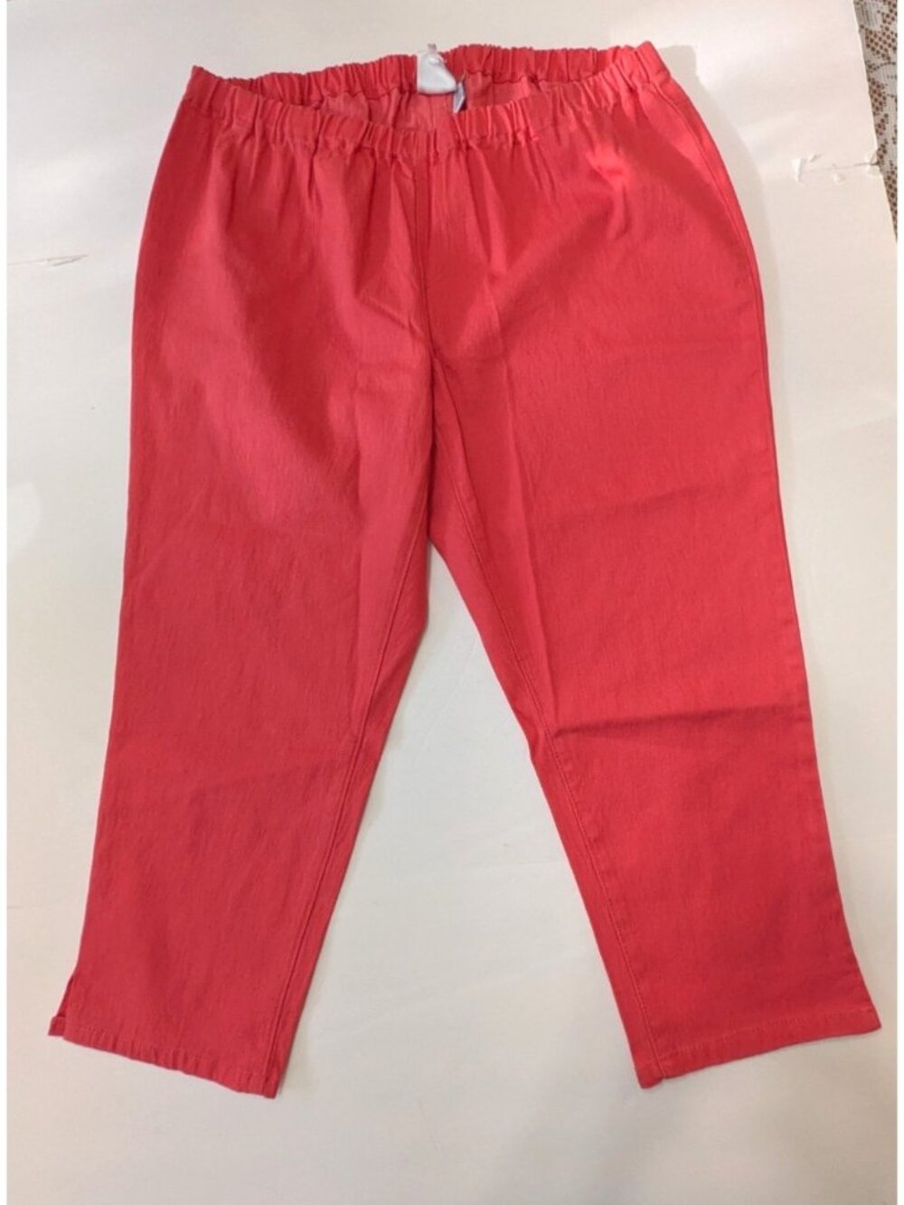 DG2 Diane Gilman Womens Pull On Pedal Pusher Pants Sz 2X Orange Stretch Denim